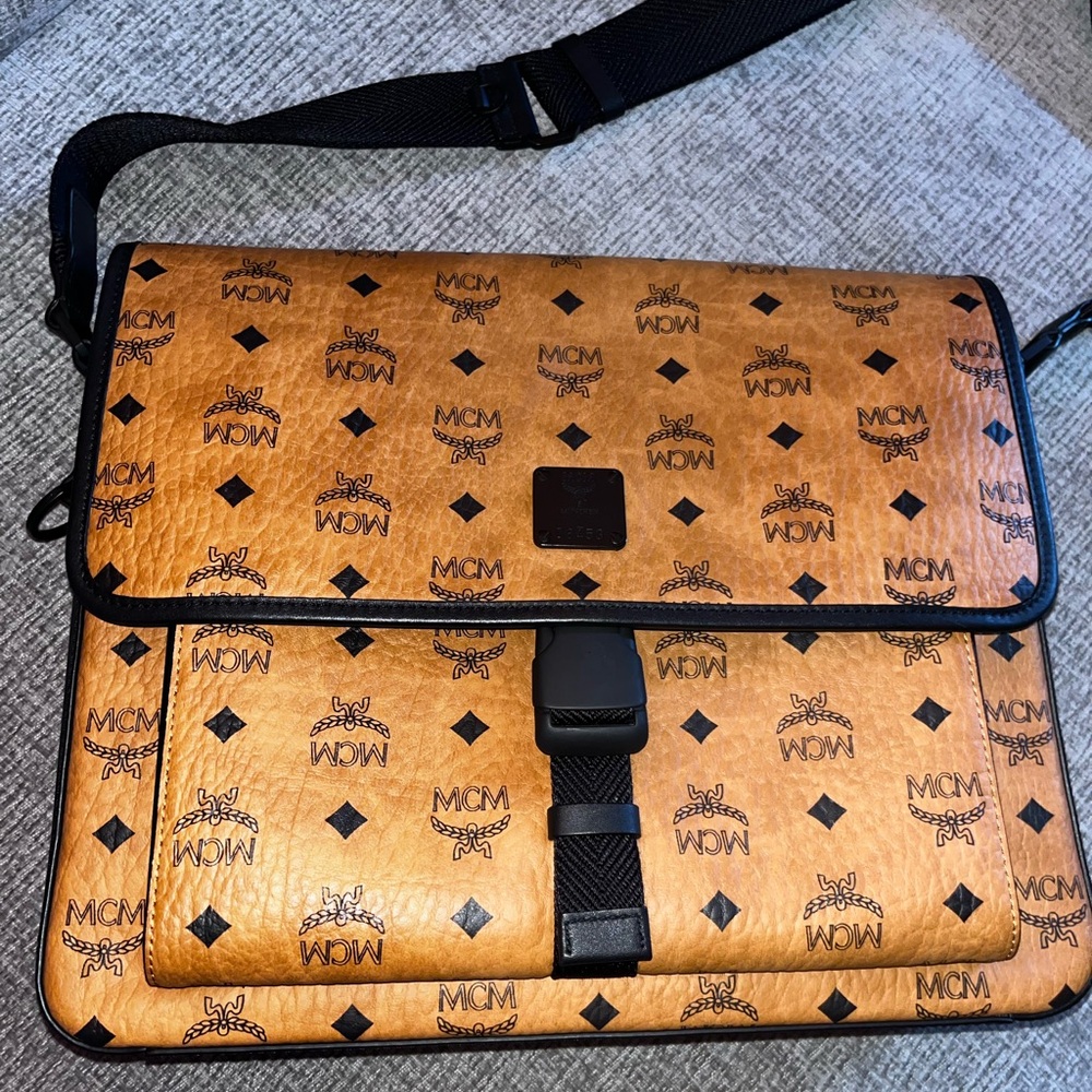 MCM Cognac Visetos Messenger Bag
